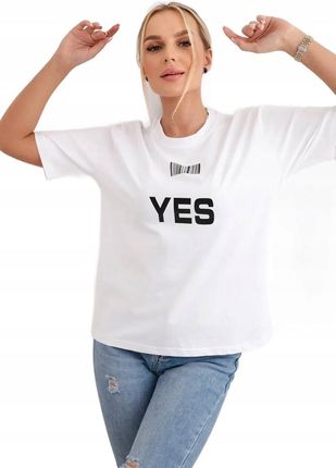 Bluzka bawełniana z nadrukiem Yes/No biała