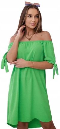 Sukienka wiązana na rękawach jasno zielona