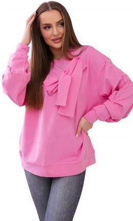 Bluzka bawełniana z kokardą jasno różowa