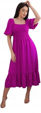 Sukienka z marszczonym dekoltem ciemno fioletowa