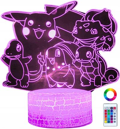 Lampka Nocna Biurkowa dla Dzieci Ekipa Zespół Pokemon Go 16 Led 3D Pilot