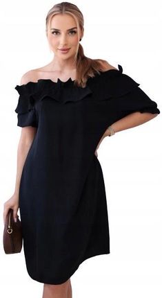 Sukienka hiszpanka z ozdobną falbanką czarna