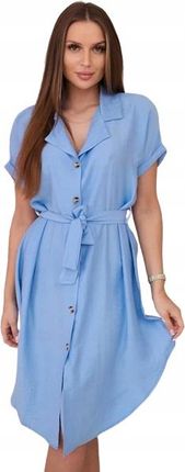 Sukienka wiskozowa z wiązaniem w talii niebieska