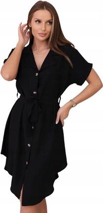 Sukienka wiskozowa z wiązaniem w talii czarna