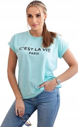 Bluzka bawełniana C'est La Vie Paris jasno miętowa