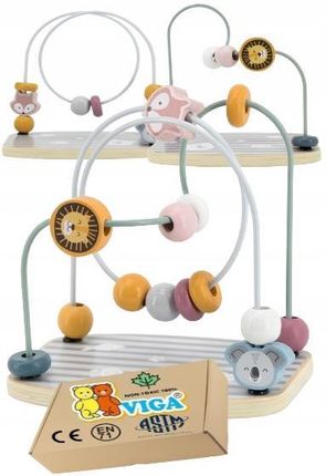 Viga Drewniane Zabawki Edukacyjne Rozwojowe Labirynt Przeplatanka Dla Niemowląt 18M+ Montessori