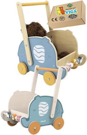Viga Drewniany Wózek Dla Dzieci Zabawka Nauka Chodzenia Chodzik Pchacz 12M+ Montessori