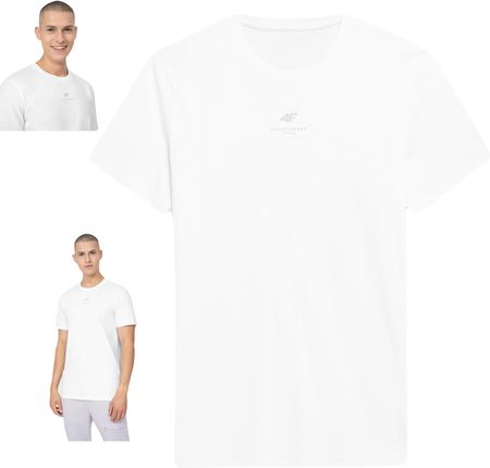 4f T-Shirt koszulka męska 4fss23ttshm363 XL BIAŁY