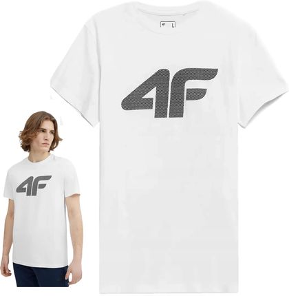 4f T-Shirt koszulka męska 4fss23ttshm537 XXL BIAŁY