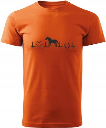 Koszulka T-shirt męska D80 Koń Podkowa Ekg pomarańczowa rozm 3XL
