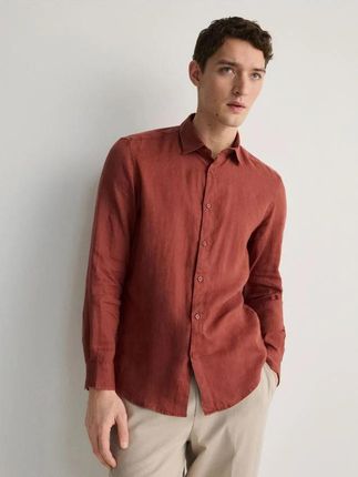 Reserved - Lniana koszula regular fit - intenstywna czerwień