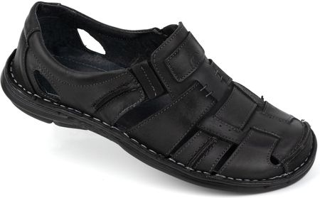 Buty męskie wsuwane na lato skórzane 902 LATO czarne
