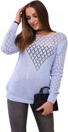 Sweter z ażurowym zdobieniem niebieski