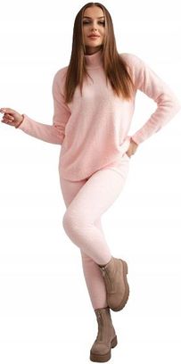 Komplet swetrowy alpaka dwuczęściowy pudrowy róż