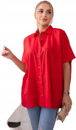 Koszula bawełniana z krótkim rękawem czerwona