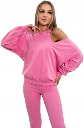 Komplet 3-częściowy bluza + top + legginsy jasno różowy