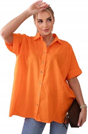 Koszula bawełniana z krótkim rękawem pomarańczowa