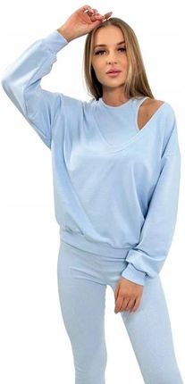 Komplet 3-częściowy bluza + top + legginsy niebieski