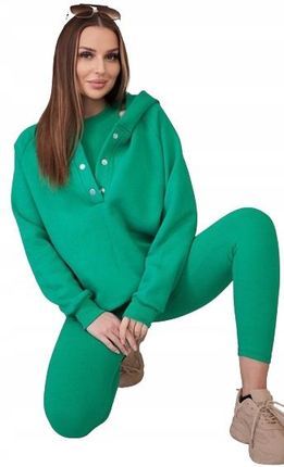 Komplet 3 w 1 bluza, top i legginsy zielony
