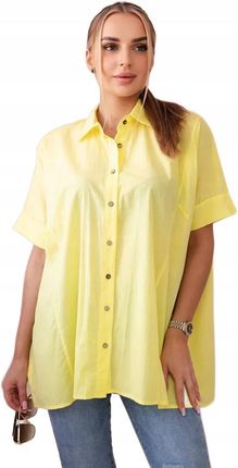 Koszula bawełniana z krótkim rękawem żółta