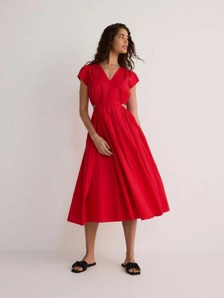 Reserved - Sukienka midi z wycięciami - czerwony