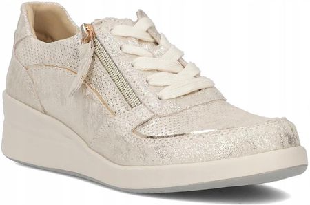 Sneakersy damskie buty na koturnie skórzane złote Filippo DP6209/24 38
