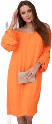 Sukienka hiszpanka z ozdobnym rękawem pomarańczowa