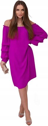 Sukienka hiszpanka z ozdobnym rękawem fioletowa