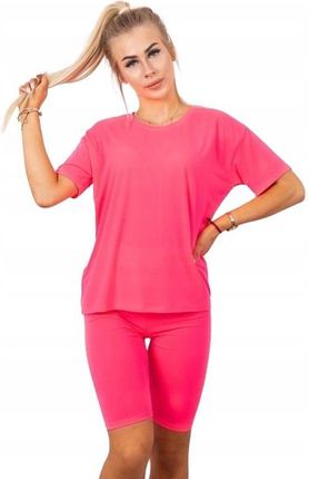 Komplet top+legginsy różowy neon