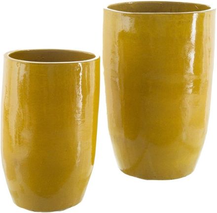 Wazon 52X52X80 Cm Ceramika Żółty 2 Sztuk 3976081