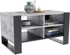 Loftowa Ława Kawowa Z Półkami Czarny + Beton Awia 39538