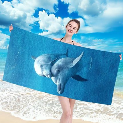 Ręcznik Plażowy 100X180 Niebieski Delfiny 46631
