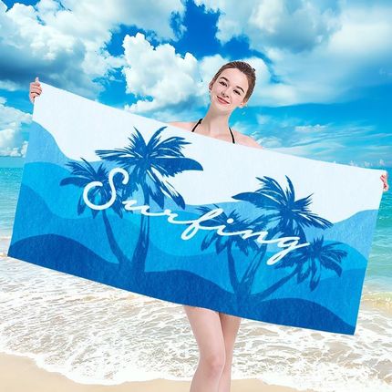 Ręcznik Plażowy 100X180 Biały Niebieski Surfing 46624