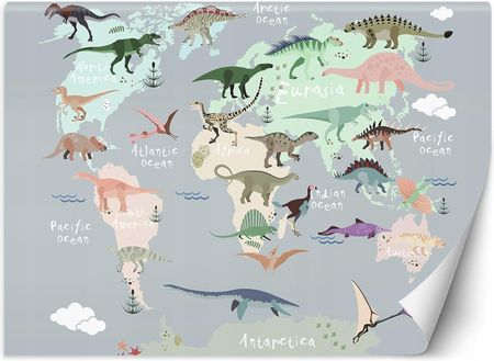 Feeby Fototapeta Pastelowa Mapa Dinozaurów 300x210