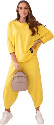 Kesi Elegancki Komplet Bawełniany: Bluza + Spodnie Żółty