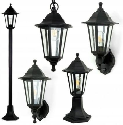 Lampa Stojąca Latarnia Zewnętrzna Do Led Słupek Ogrodowy E27 Czarny - zdjęcie 2