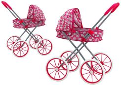 Zdjęcie Lean Toys Wózek Dla Lalek Duże Koła Składany Różowy Serduszka - Kraków