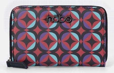 Multikolorowy portfel Nobo w geometryczne wzory, czerwony