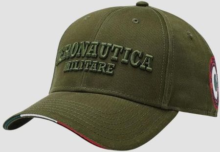 AERONAUTICA MILITARE Zielona czapka z daszkiem With Tricolor Details