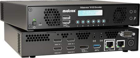 Matrox Maevex 6122 Dual 4K 60p Encoder | Dwukanałowy enkoder, streamer wideo HDMI, Ethernet, RTSP, RTMP, SRT, Nagrywanie
