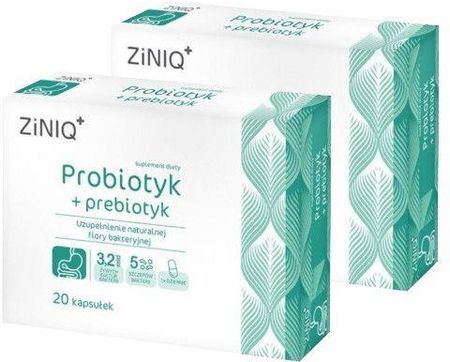 ZINIQ Probiotyk + prebiotyk, 2 x 20 kapsułek