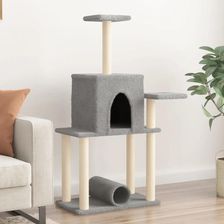 Drapak dla kota z sizalowymi słupkami jasnoszary 122 cm