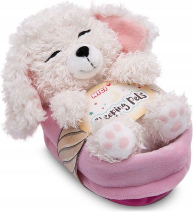 Nici Pluszowa Zabawka Sleeping Pets Biały Pudel W Różowym Koszyku 12Cm