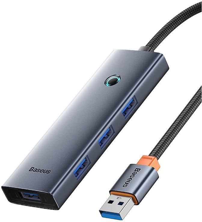 Zdjęcie Baseus UltraJoy Series Lite 4-Port 50cm (USB do 4xUSB3.0+Type-C 5V) Szary (B0005280B81104) - Dęblin