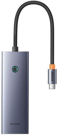 Baseus UltraJoy Series Lite 4-Port (USB-C do 3xUSB 3.0+RJ45+USB-C 5V) Szary (B0005280B81111)