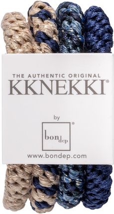Bon Dep Kknekki Bundle - zestaw gumek do włosów Beige/Navy Glitter Mix