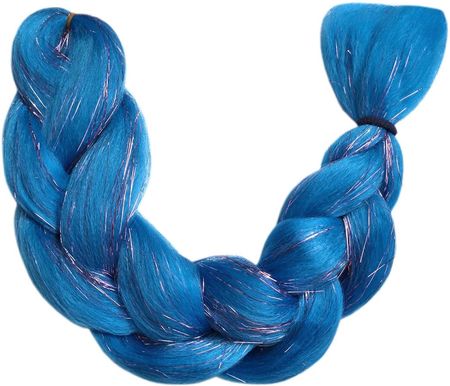 Zwap Włosy Syntetyczne Kolorowe Warkoczyki Brokatowe Niebieski