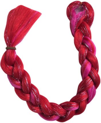 Zwap Włosy Syntetyczne Kolorowe Warkoczyki Brokatowe Czerwono Różowe