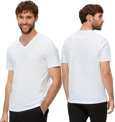 T-shirt męski s.Oliver v-neck biały - L