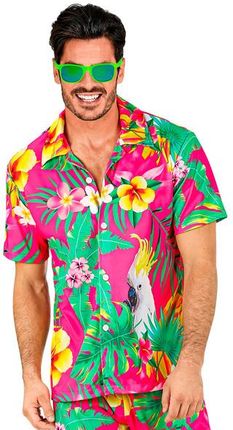 Widmann Koszula Męska Hawajska Różowa 107601M